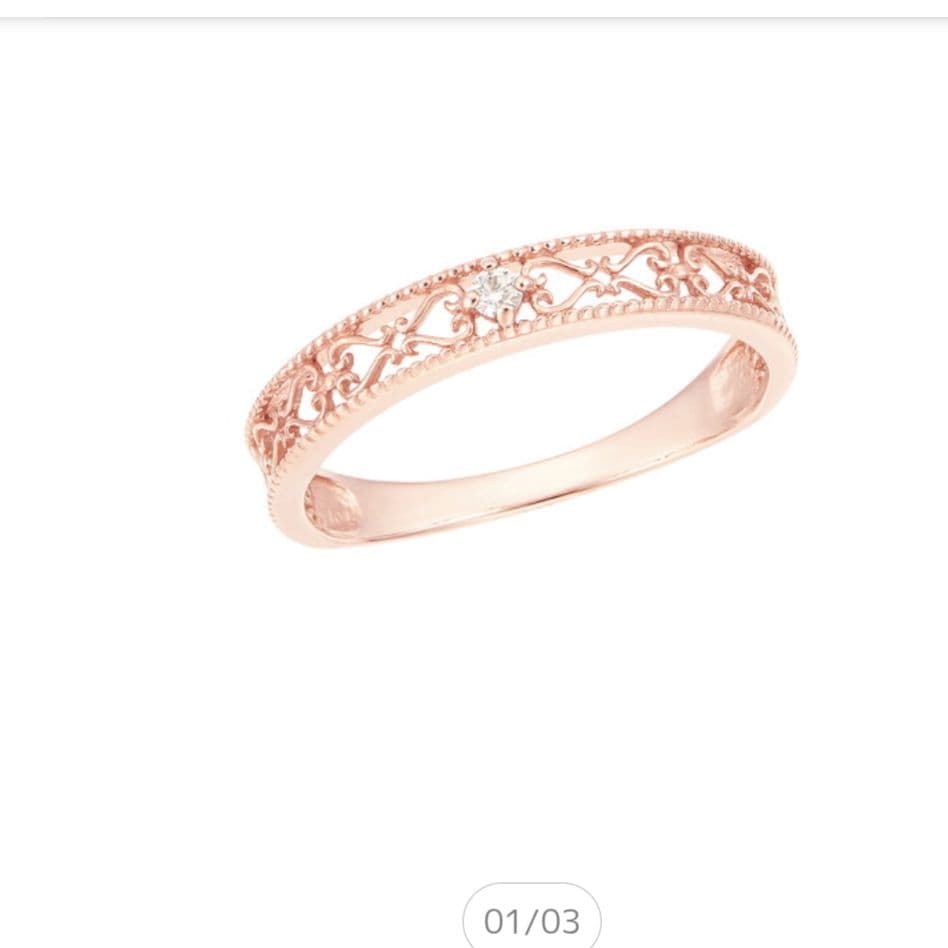 K10ピンクゴールド ダイヤモンド ピンキーリング　5号　ツツミ