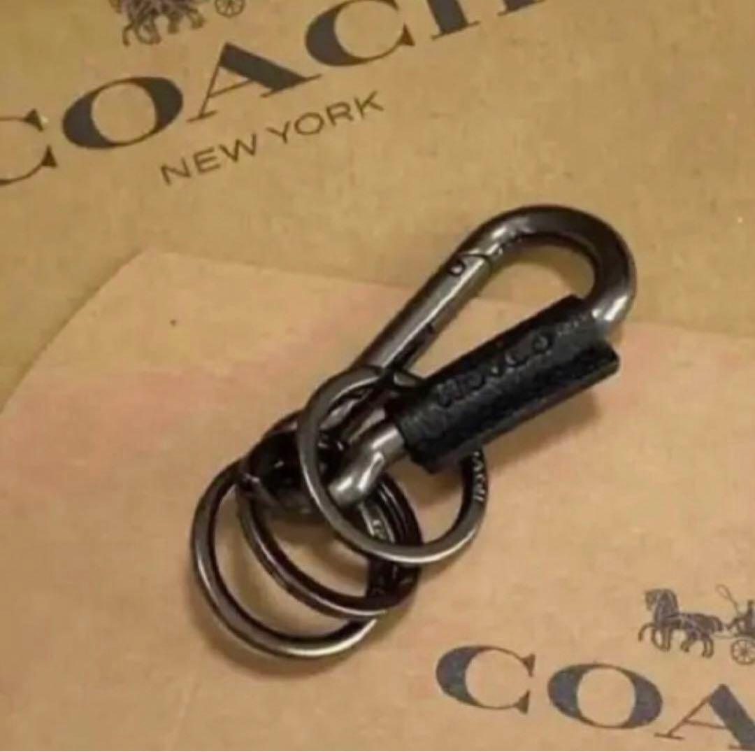 紙袋＆箱付 コーチ　カラビナ　キーリング　キーホルダー　ブラック