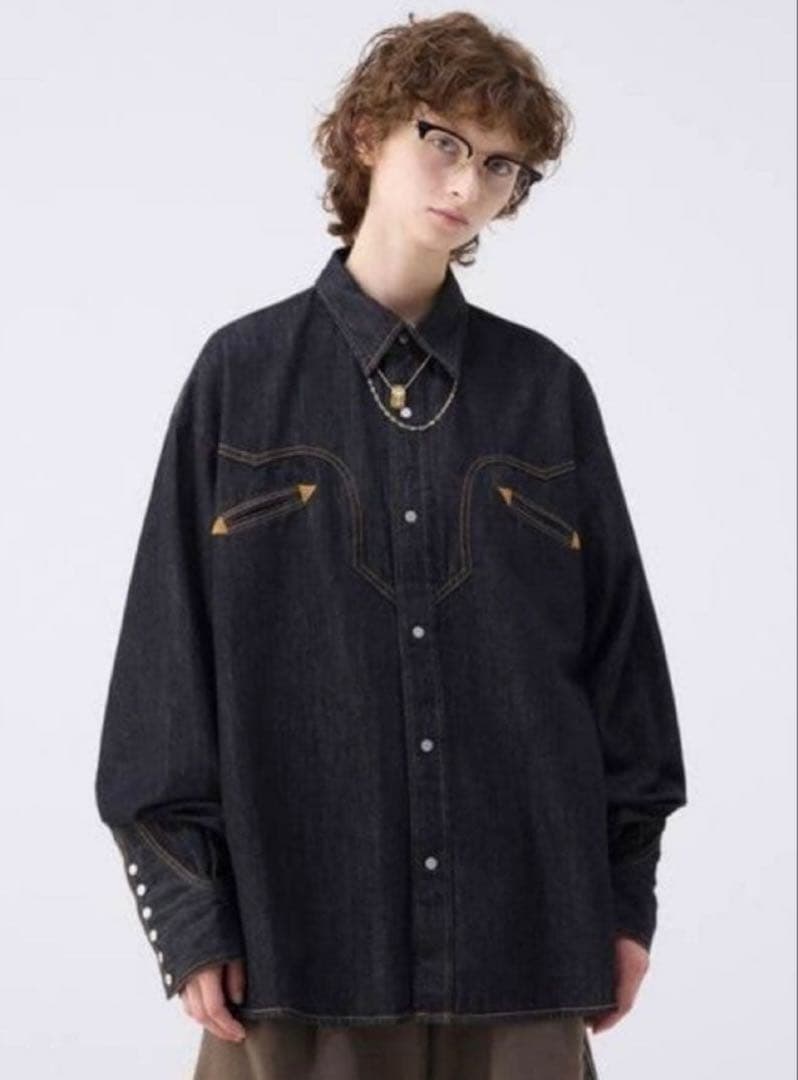ソエルテ　オーバーサイズデニムウエスタンシャツ