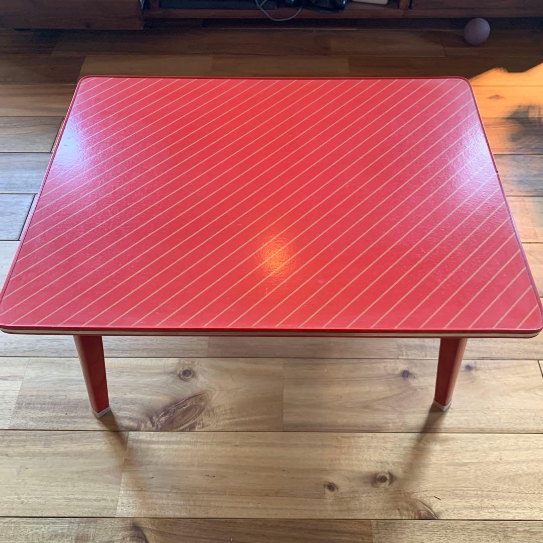 昭和レトロ 赤いストライプ 折りたたみテーブル - メルカリ