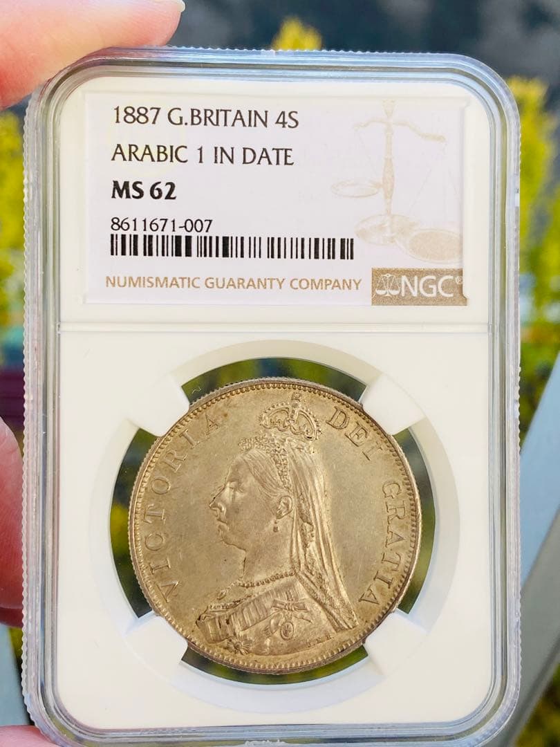 NGC MS62 イギリス ヴィクトリア ダブルフローリン 4シリング 銀貨