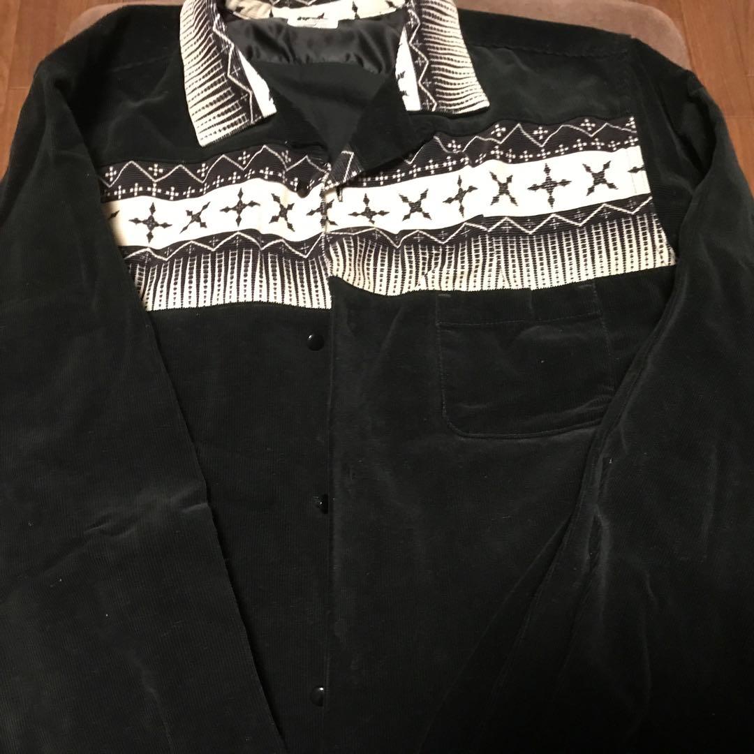 RATS 長袖シャツ 黒/白 プリント柄