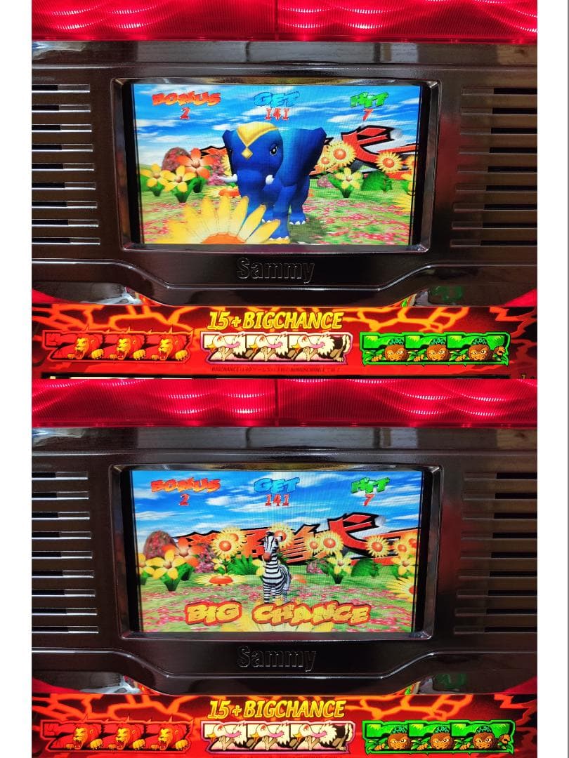 パチスロ実機】サミー☆猛獣王S【オートプレイ付コイン不要機付】4