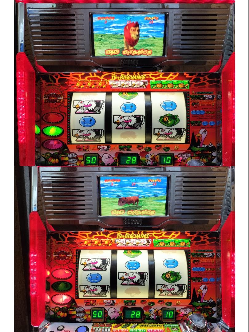 パチスロ実機】サミー☆猛獣王S【オートプレイ付コイン不要機付】4