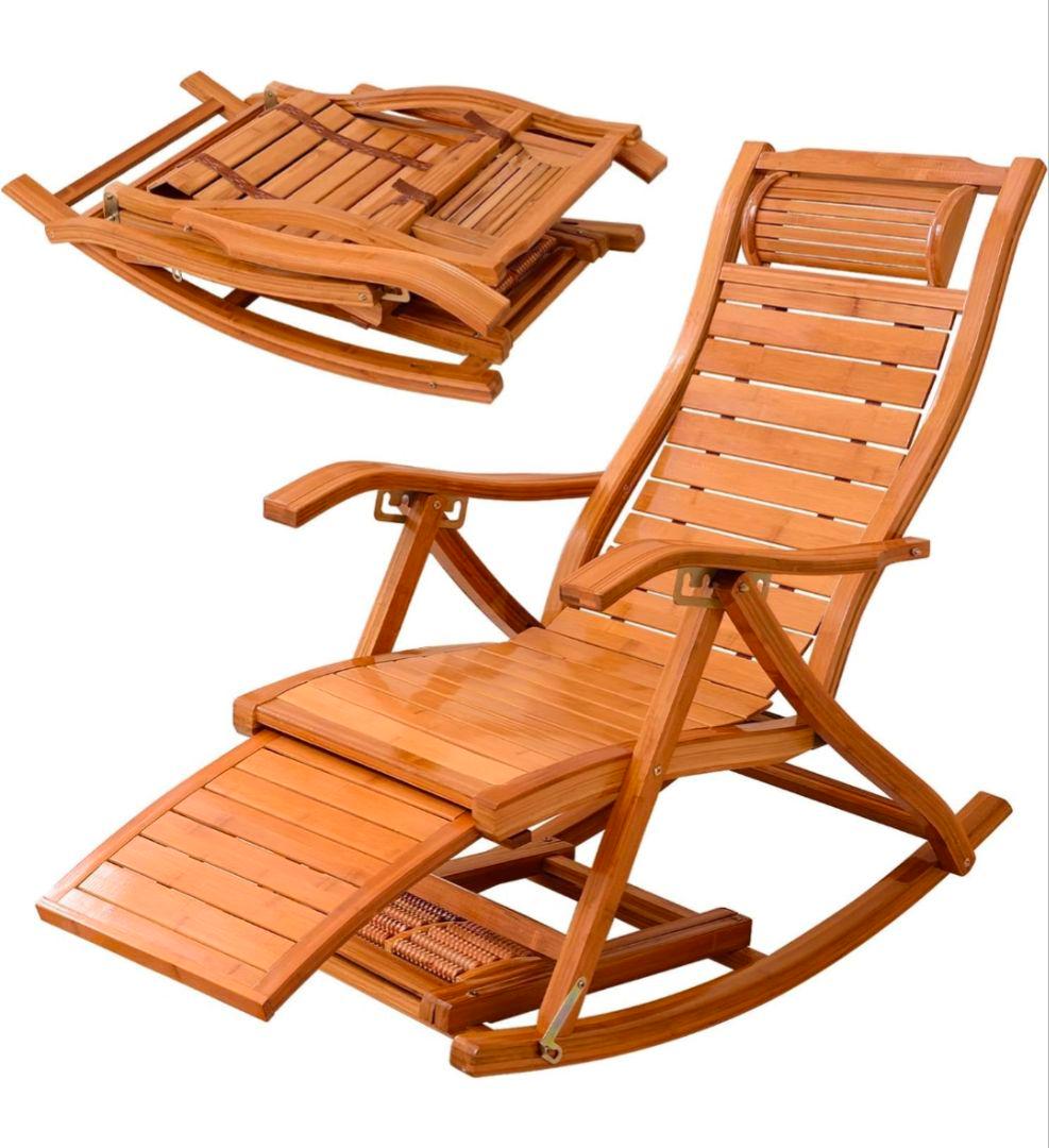 【週末向けセール】竹製　ロッキングチェア 折りたたみ式 ロッキングチェア 竹庭 折りたたみ式 竹製 揺れる椅子 組立簡単 耐荷重