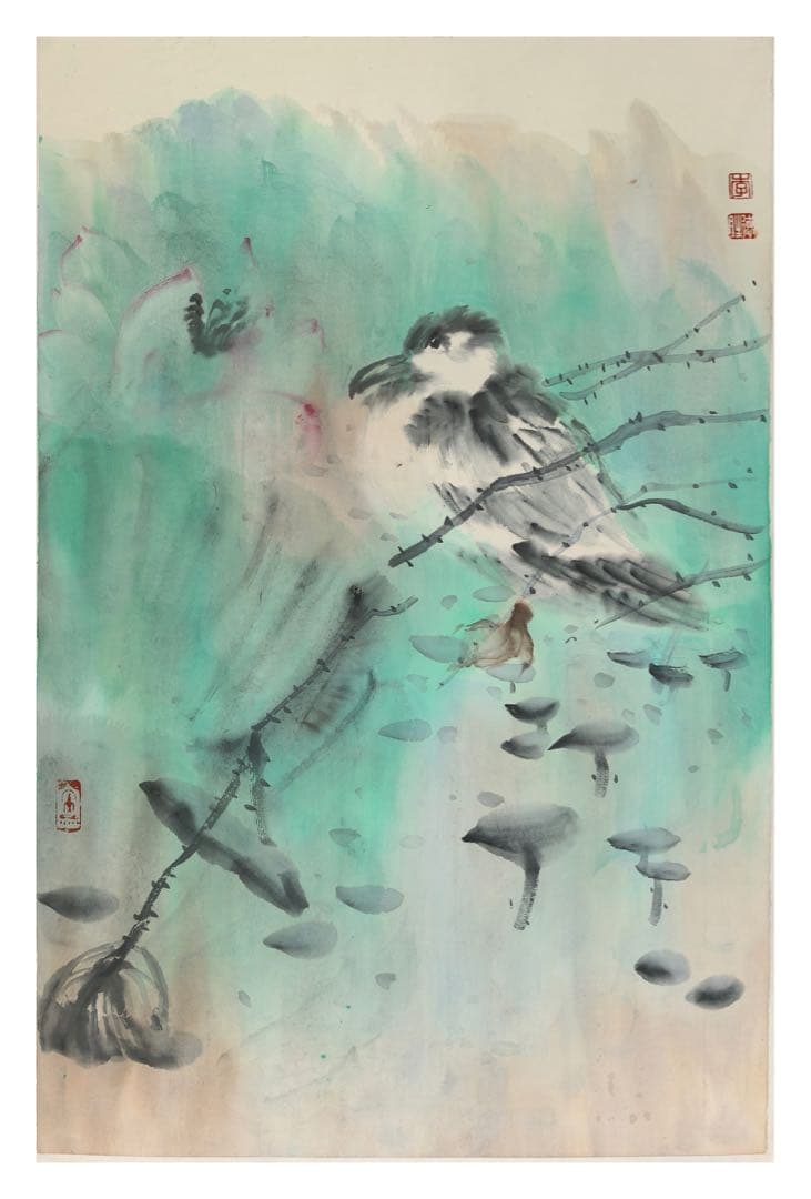 中国画《荷趣》 李德勝作 2022年オリジナル絵画  紙本着色