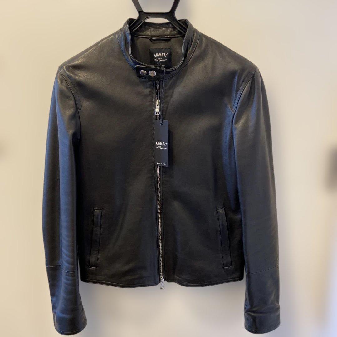 EMMETI エンメティ　アッカ　黒　46 シングルライダースジャケット
