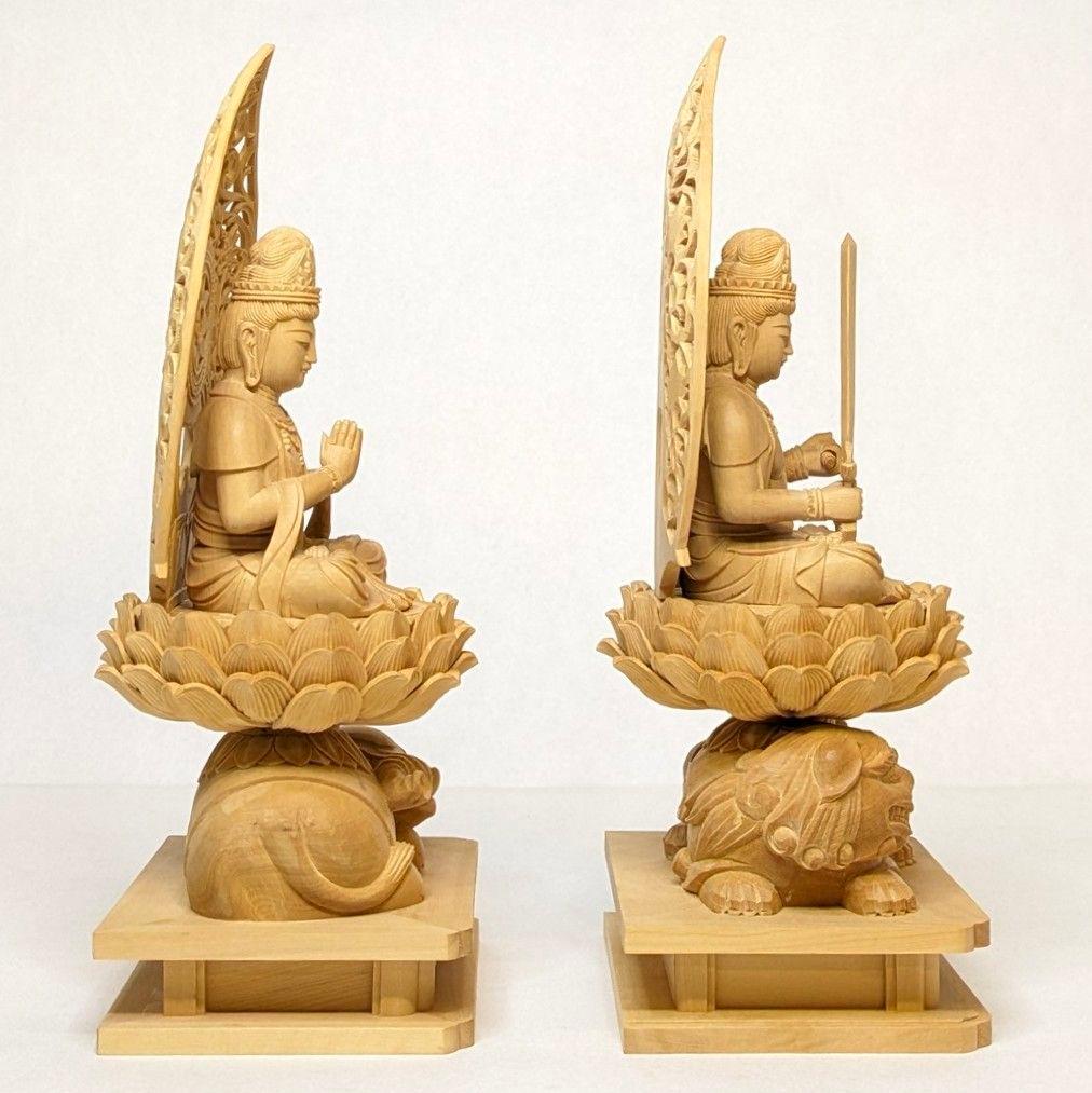 セール・新品】 普賢菩薩 文殊菩薩 柘植 総高さ約21.5㎝ 仏像 - メルカリ