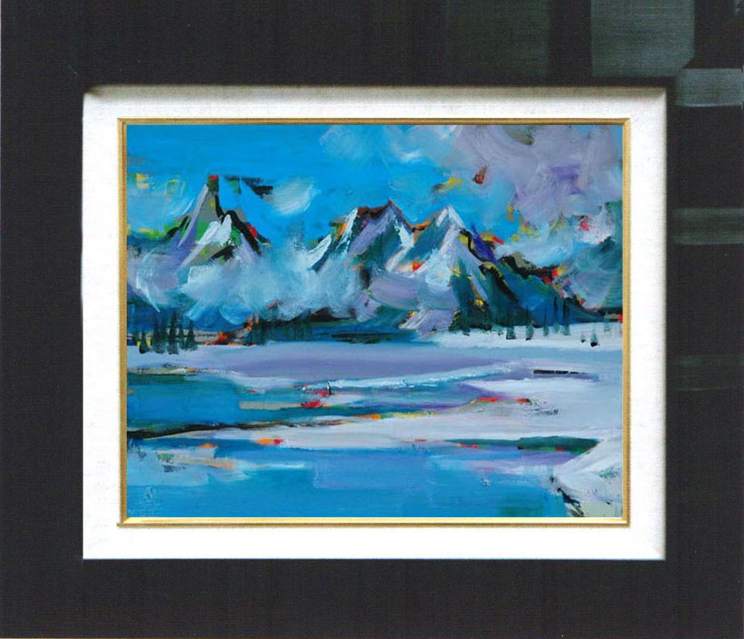 メルカリ 絵画絵額付き (銀）油絵uF6-062903風景（冬景色）