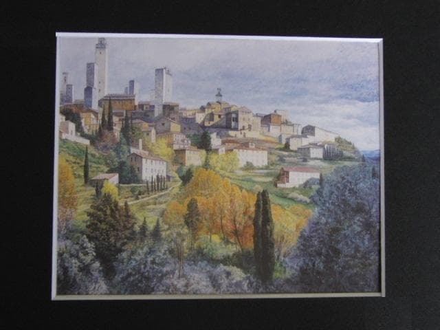 西嶋俊親、【丘陵塔景 SAN GIMIGNANO】、希少な額装用画集より