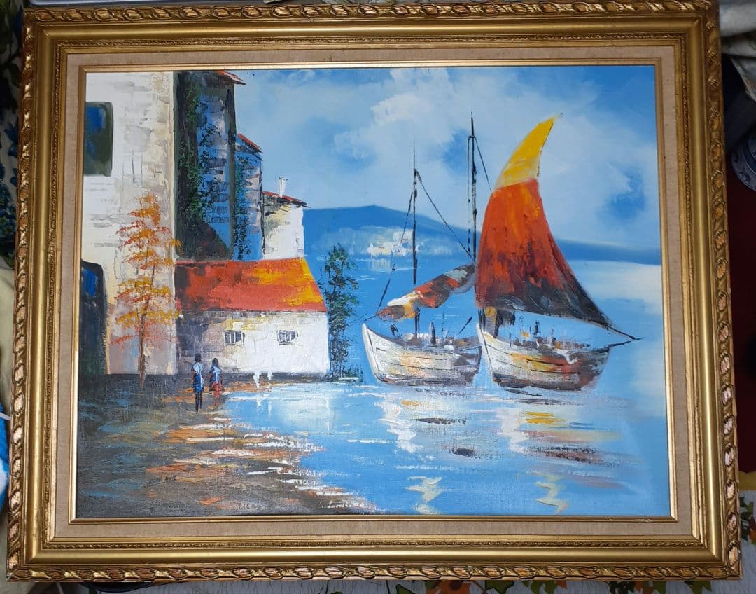 油彩のヨットハーバーです