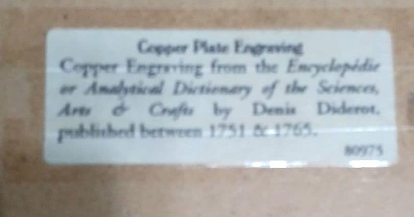 額装品 古典版画 18世紀 ディドロー 百科全書 「銅版印刷」 極美品