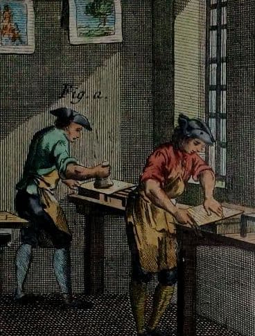 額装品 古典版画 18世紀 ディドロー 百科全書 「銅版印刷」 極美品