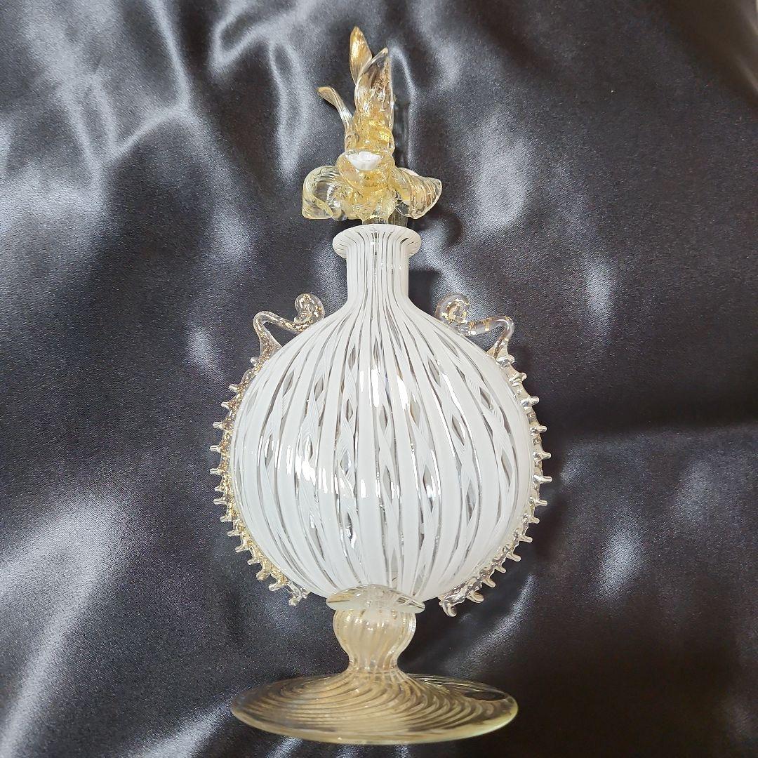 ベネチアンガラス ムラーノガラス レース柄 蓋付き オブジェ イタリア