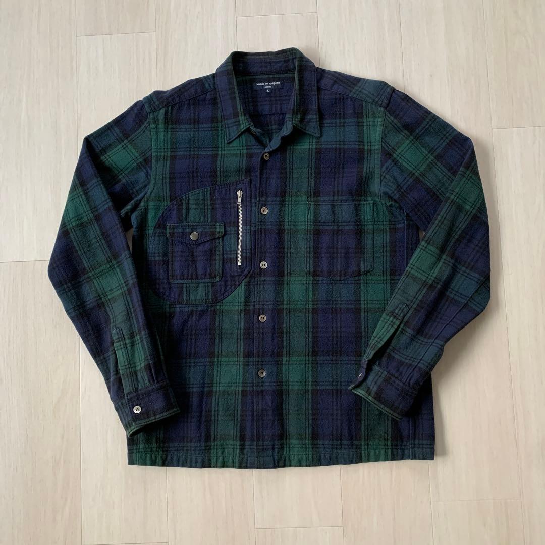 00s コムデギャルソン　ブラックウォッチ　ネルシャツ　切り返しパターン