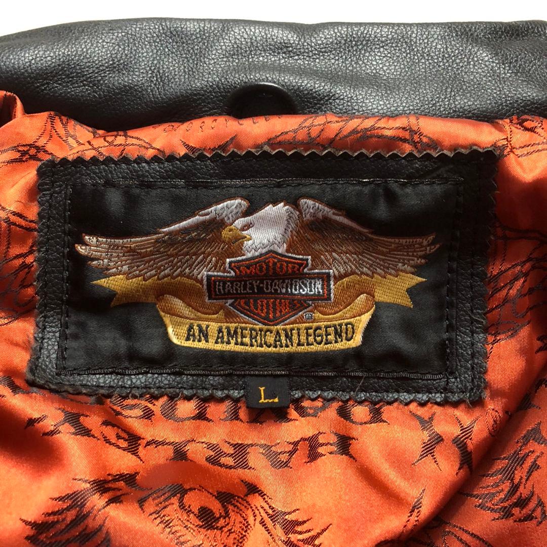 90s~00sハーレーダビッドソンイーグルロゴ牛革シングルライダース