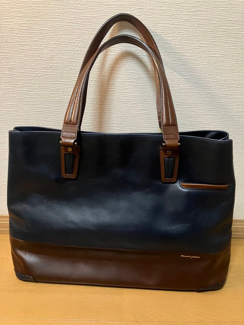 【美品】master-piece トートバッグ ネイビー ブラウン