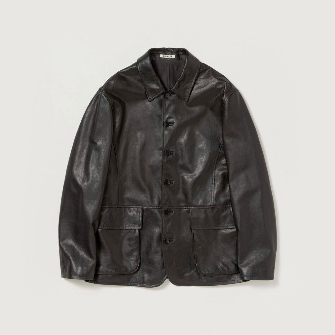 ジャケット・アウター AURALEE TEXTURED LAMB LEATHER BLOUSON 4