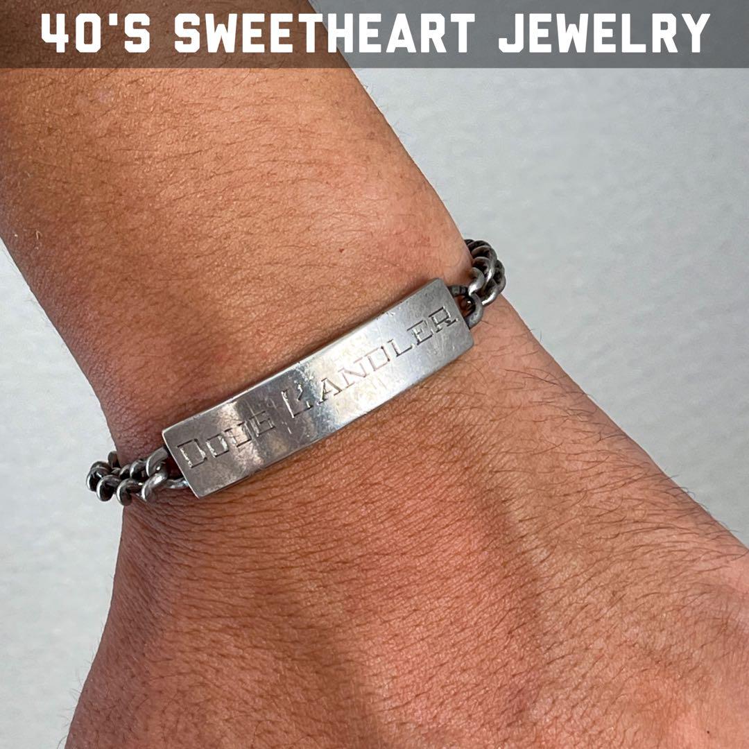 40s 大戦 ヴィンテージ IDブレスレット スウィートハートジュエリー