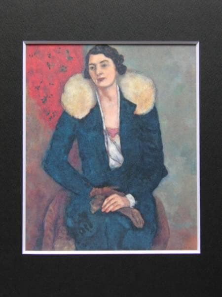 Ｍ・シャガール、毛皮襟の女、超希少画集より、新品額装付