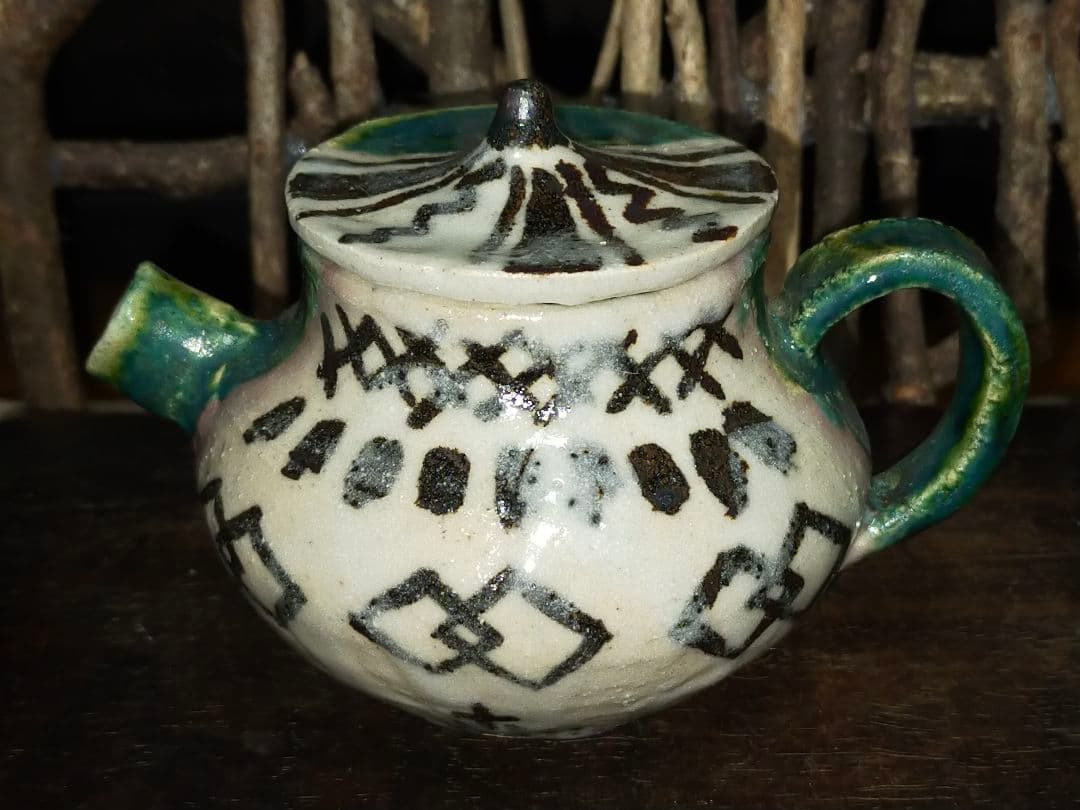 ♥織部　急須　単孔　鉄砲口　骨董　古玩