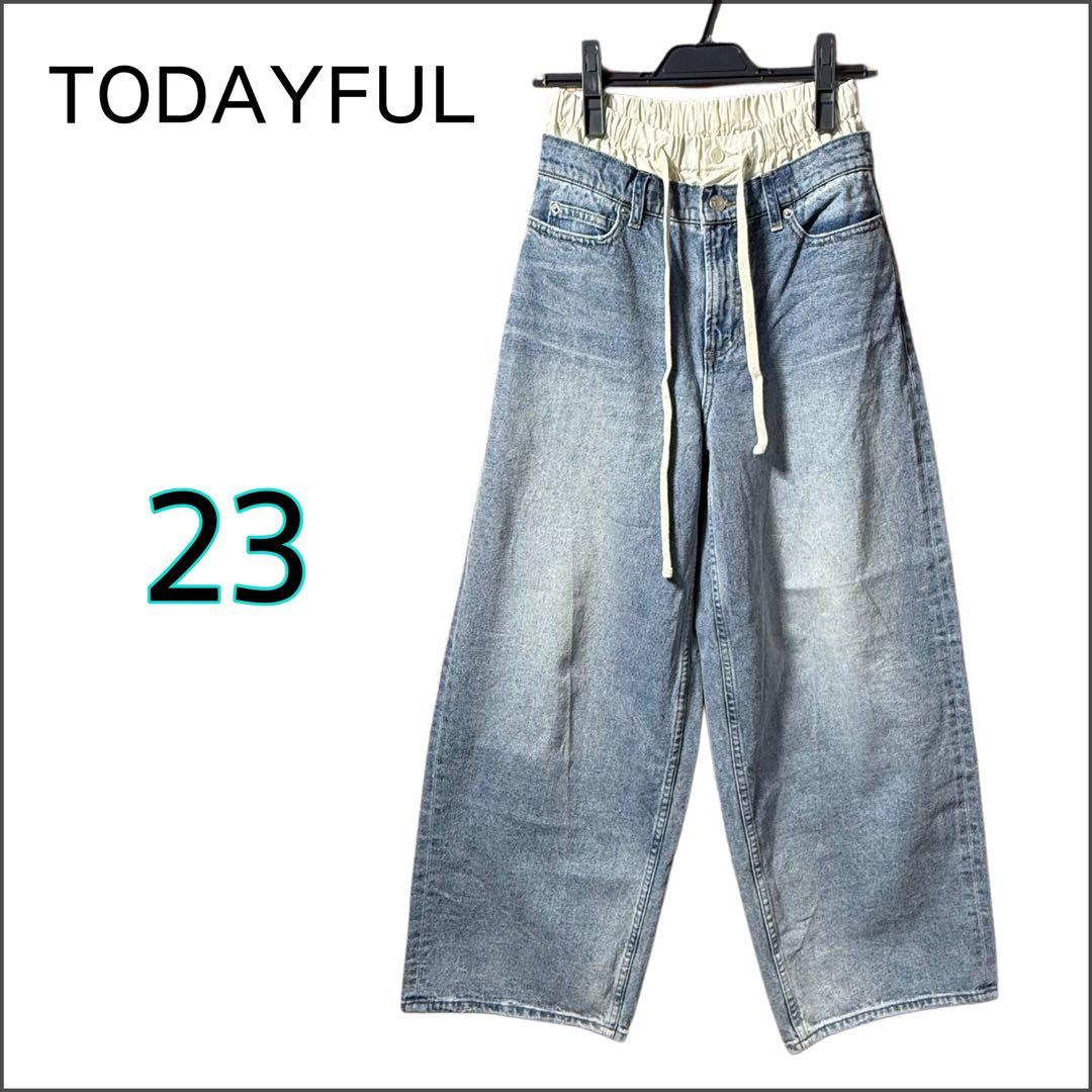 【TODAYFUL】ウエストレイヤード デザインワイドデニム