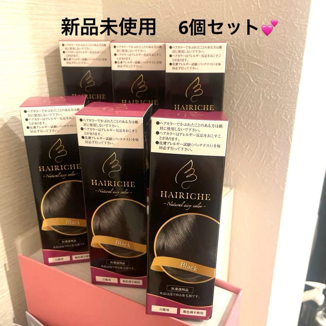 ヘアリシェ ナチュラルエアリーカラー ブラック6本 泡タイプ白髪染め