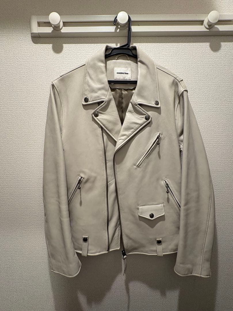【#monkey time】 レザージャケット#白#メンズ