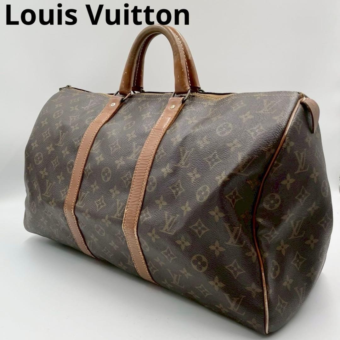 使用感あり　ルイヴィトン　モノグラム　ボストンバッグ　キーポル45 ブラウン