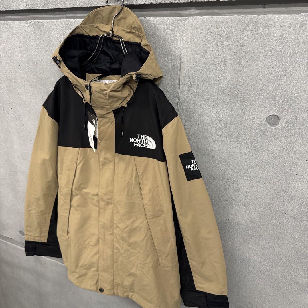 新品 ノースフェイス マウンテンパーカー ベージュ×ブラック メンズL