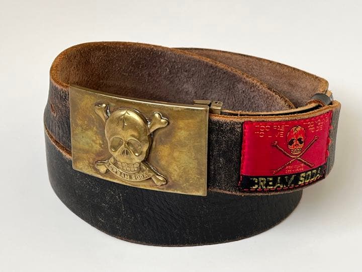 当時物☆金タグ CREAM SODA レザーベルト クリームソーダ バックル