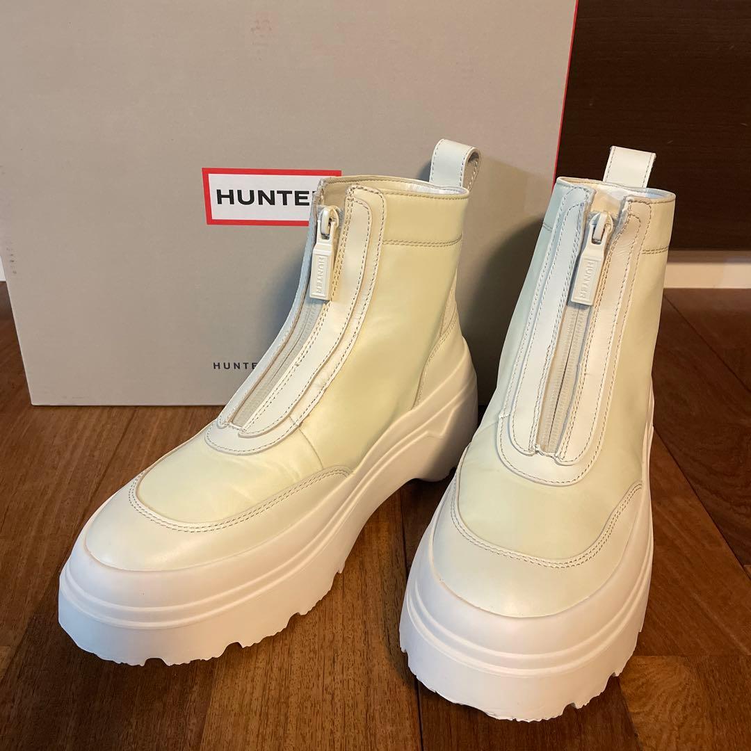 期間限定値下げ！HUNTER アンクル ジップ フラットフォームブーツ　24cm