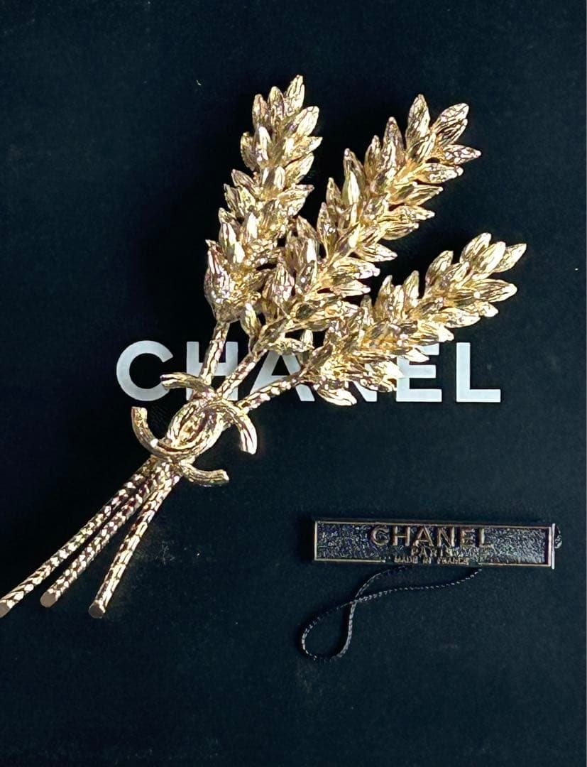 Ｙs　美品　CHANEL ゴールド 稲穂モチーフブローチ 希少　14cm