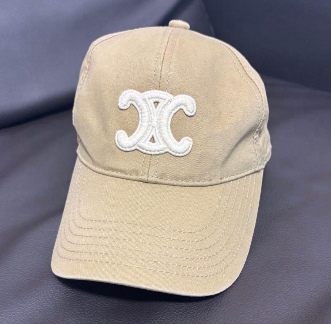 CELINE（セリーヌ)トリオンフ キャップ M コットン カーキ