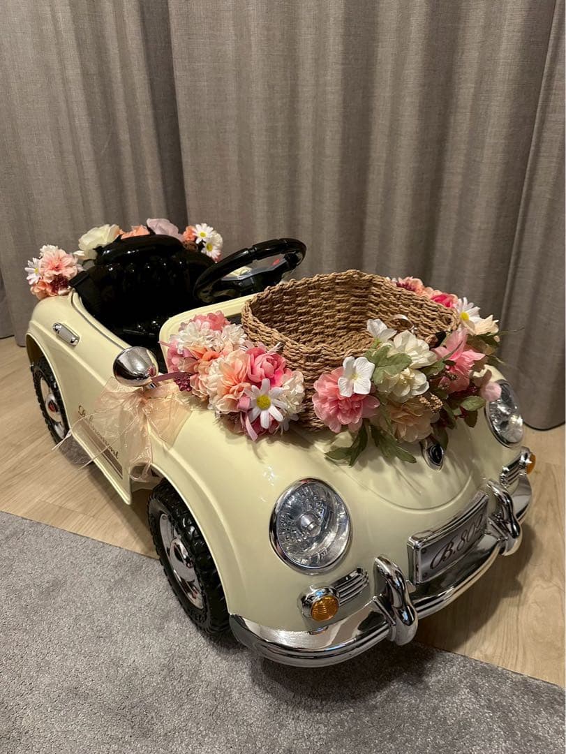 【装飾花＆カゴ付き】電動乗用ラジコンカー　結婚式　リングガール　リングボーイ