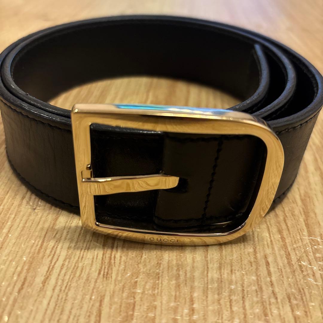 GUCCI ブラックレザー ベルト 85cm