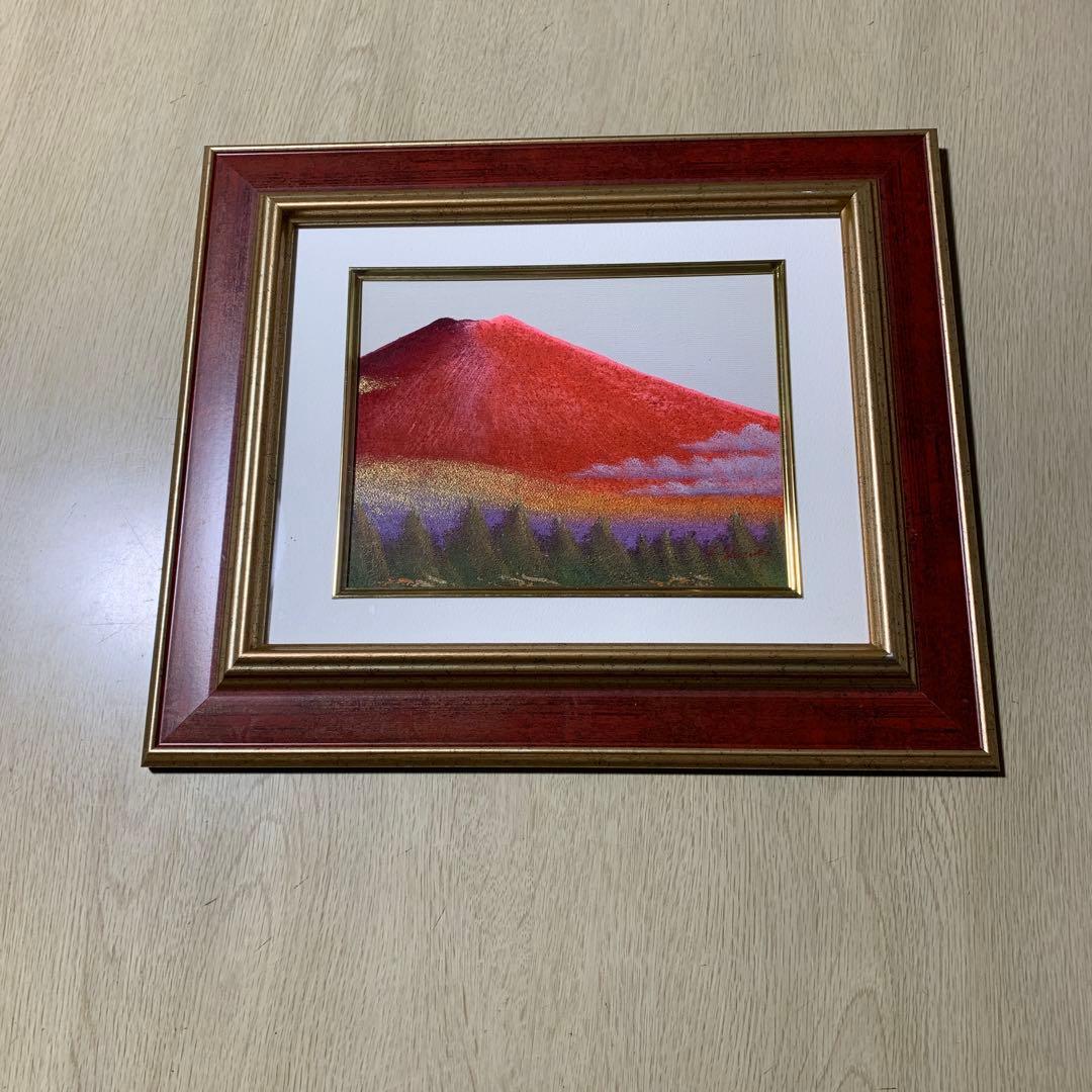 絵画　額　赤富士　インテリア　油絵　縁起物