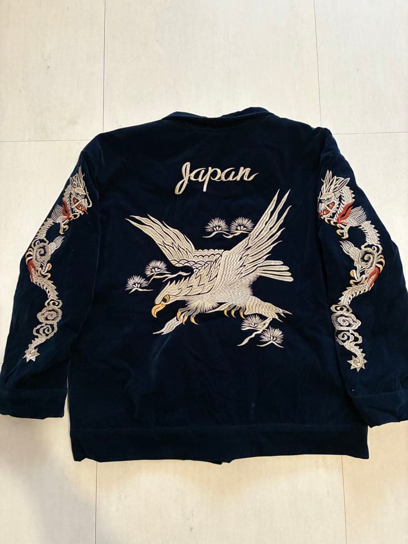 スカジャン/スーベニアジャケット/別珍/龍/鷲/ネイビー