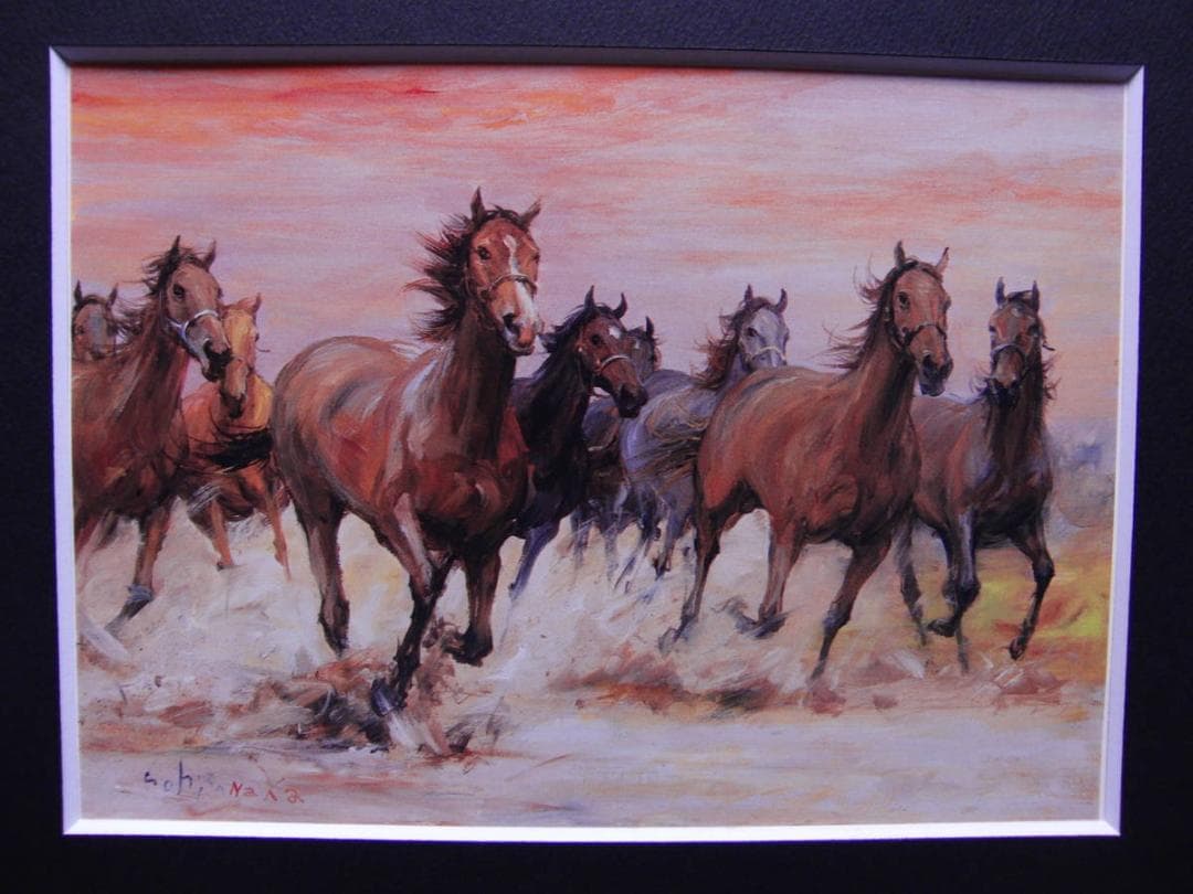 中畑 艸人、「出発」、希少画集・額装画、日本製・新品額縁にて額装致します