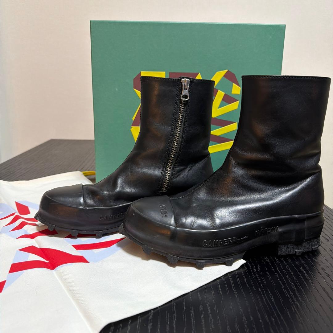 CAMPER Traktori サイドジップ　レザーブーツ　EU37