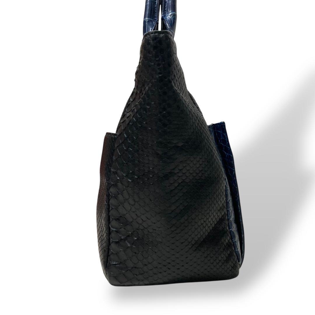 美品】池田工芸 藍染めクロコダイル×純黒パイソン おまかせ仕立て