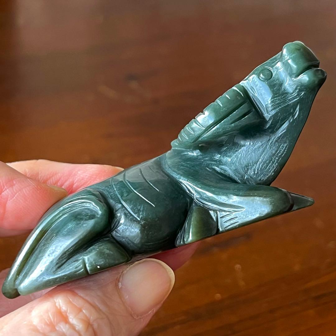 和田玉 青玉 藍青 古翡翠 彫刻 手彫り 牛 ネフライト 軟玉