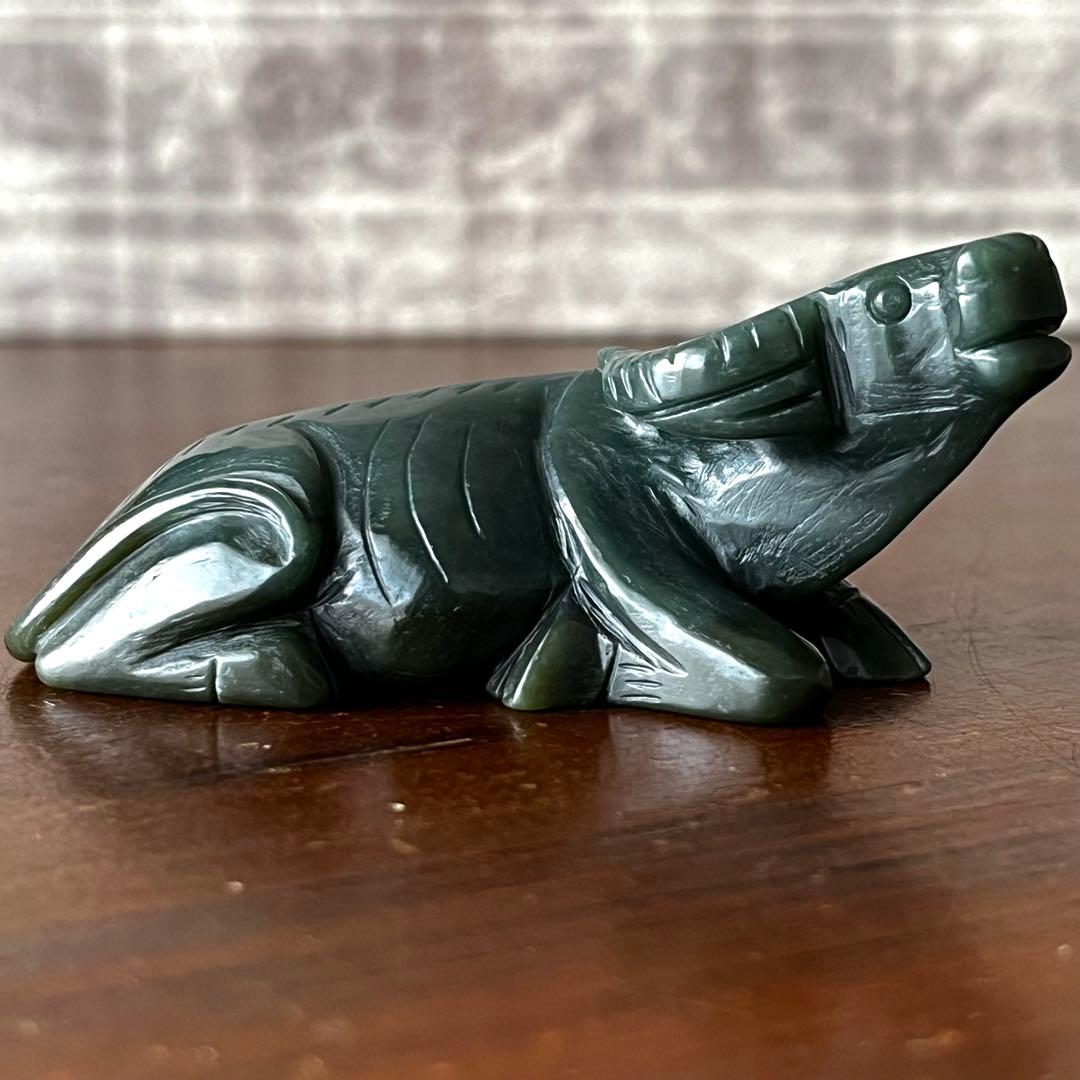 和田玉 青玉 藍青 古翡翠 彫刻 手彫り 牛 ネフライト 軟玉