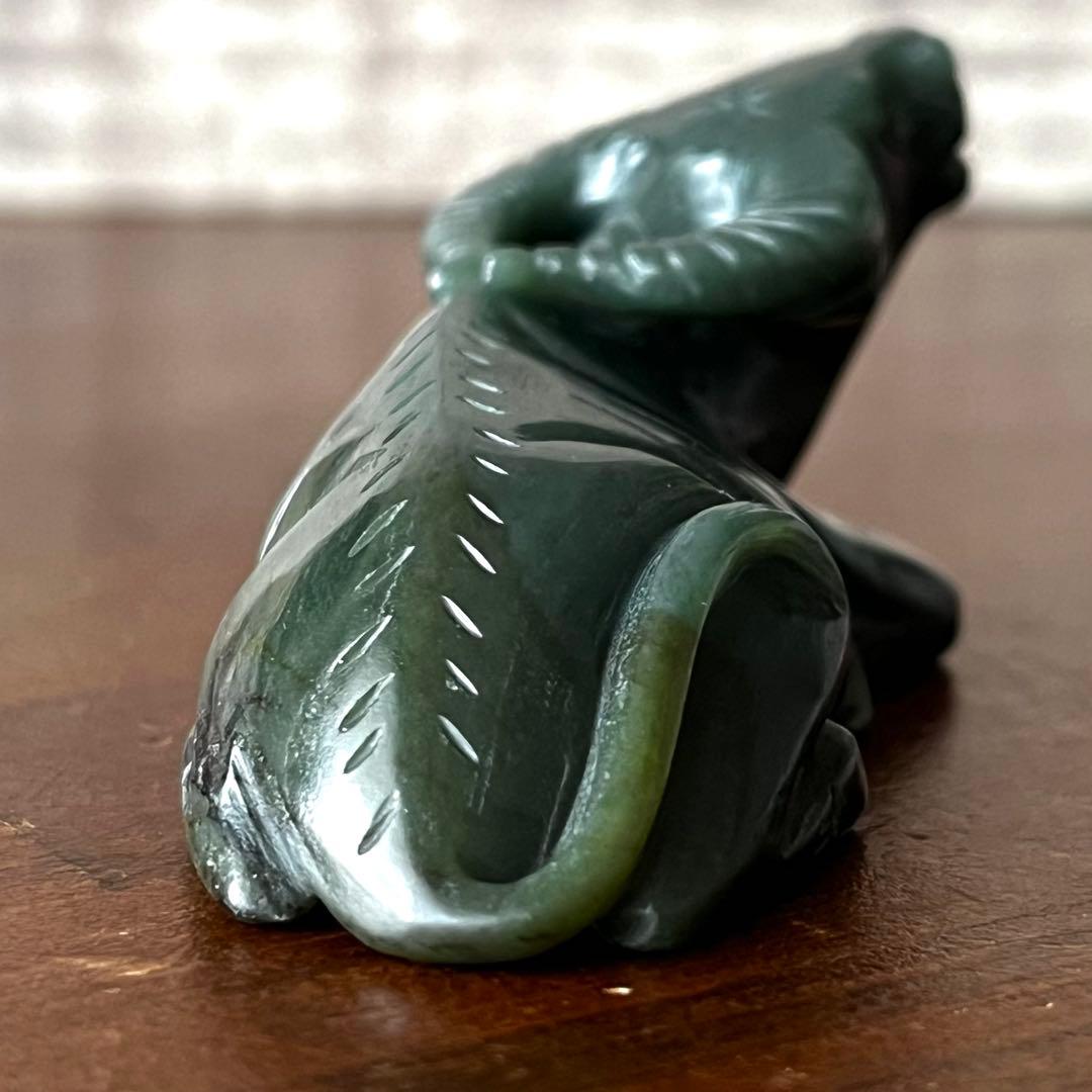 和田玉 青玉 藍青 古翡翠 彫刻 手彫り 牛 ネフライト 軟玉