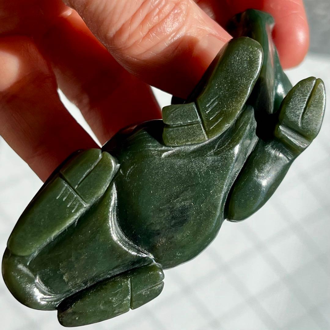 和田玉 青玉 藍青 古翡翠 彫刻 手彫り 牛 ネフライト 軟玉