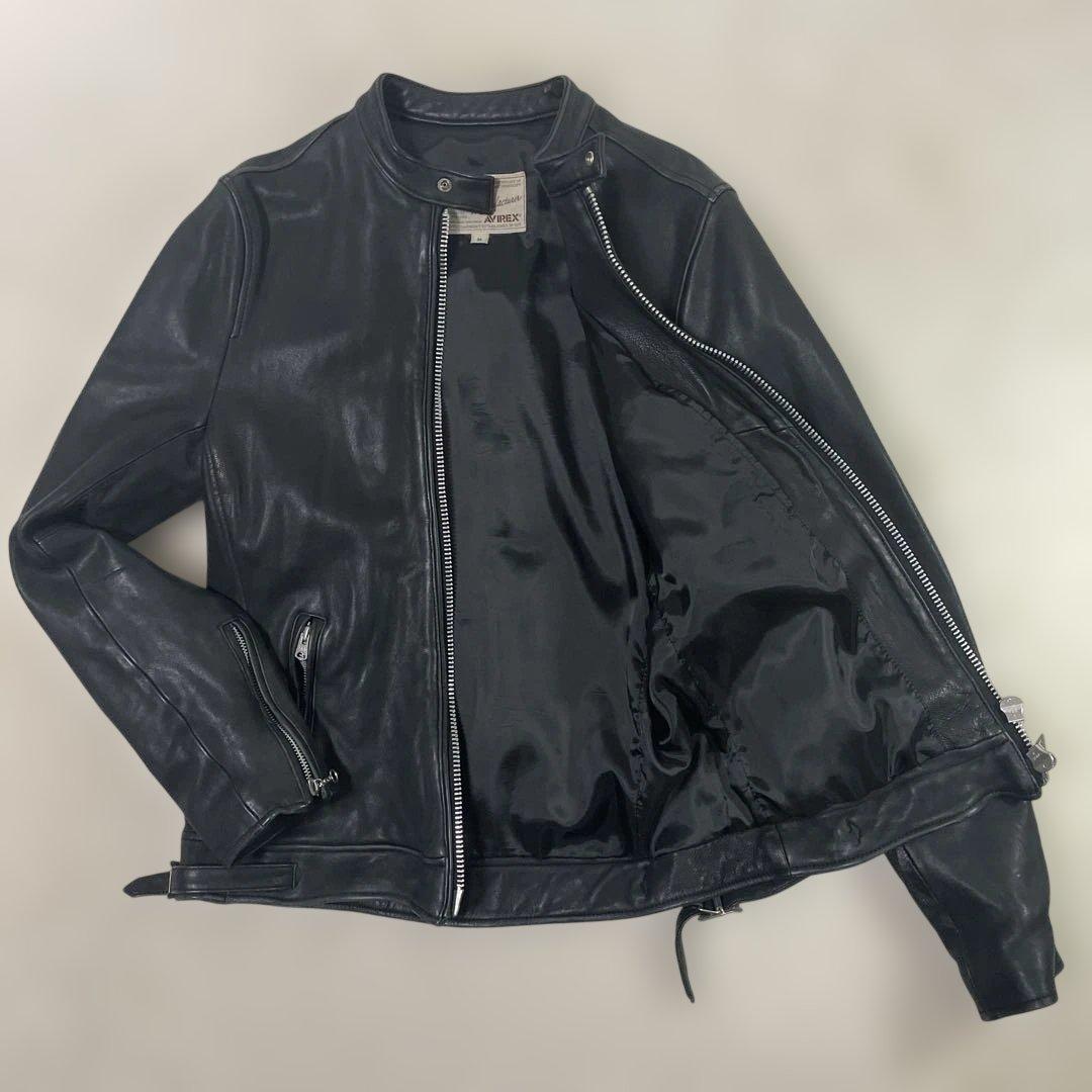 アヴィレックス ラムレザージャケット シングル M 中古・古着通販】AVIREX (アヴィレックス) シングルライダース