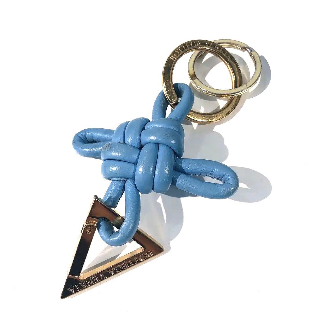 s1566 BOTTEGA VENETA 青 レザー キーリング 男女兼用