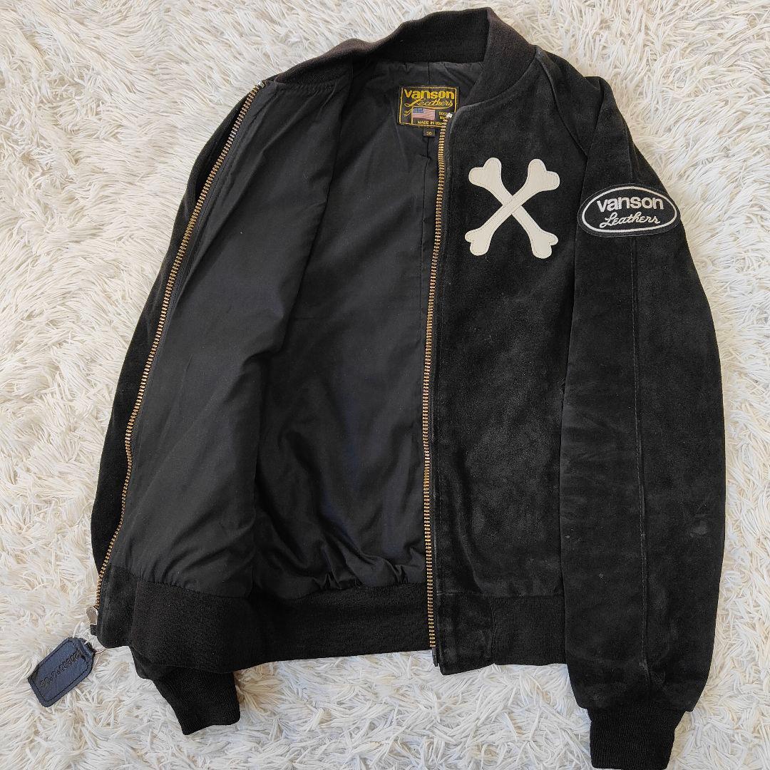 VANSON 9TJV クロスボーン　バックドロップ別注　スエードレザー　黒 VANSON】(バンソン) 9TJV with クロスボーン (ブラック) | THE