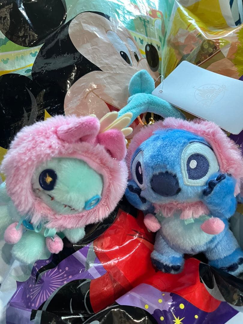 ディズニーストア スティッチ スクランプ ぬいぐるみキーホルダー