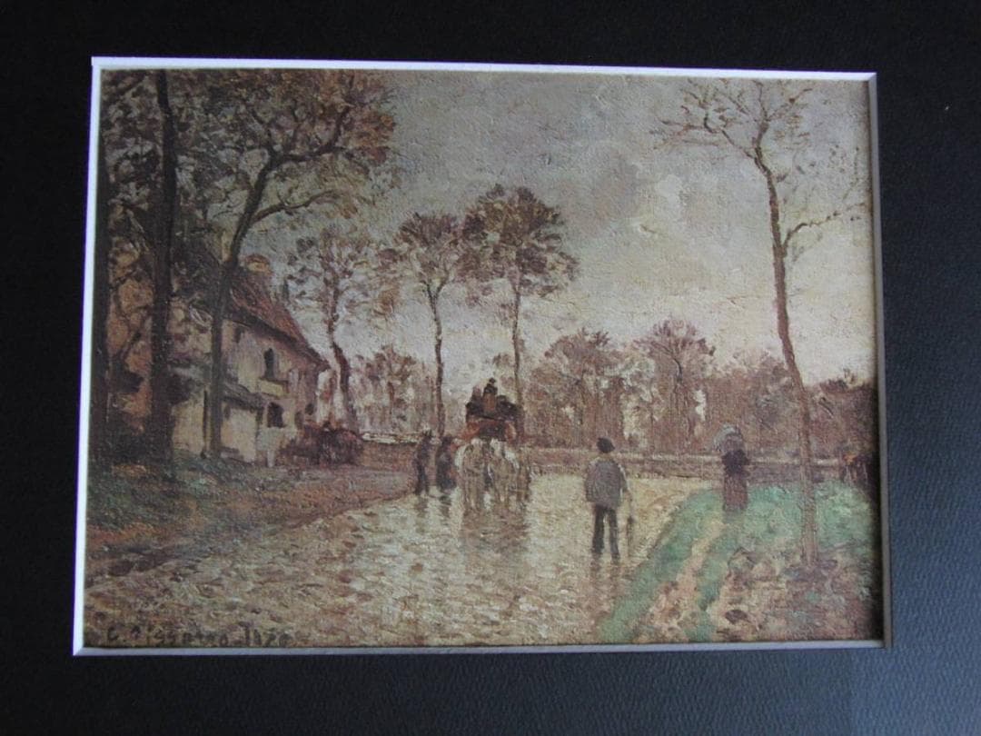 カミーユ・ピサロ、【ルーヴシエンヌの乗合馬車】、希少な額装用画集より